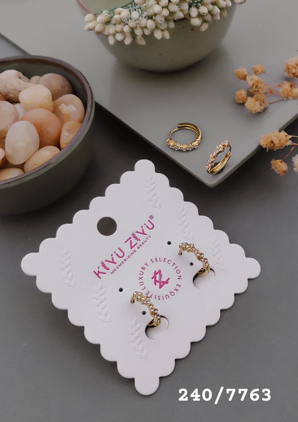 Gold-Tone Crystal Wave Hoop Earrings – 240/7763