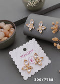 Gold-Tone Crystal Floral Stud Earrings – 300/7788