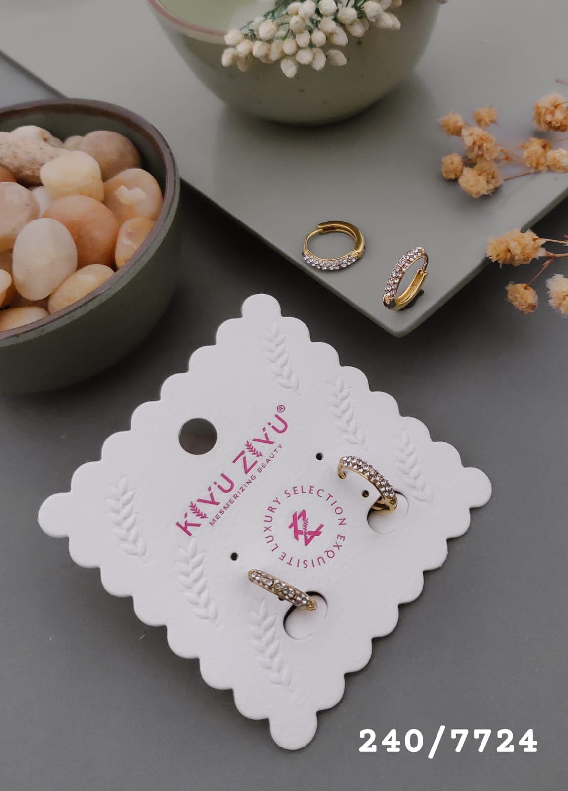 Gold-Tone Crystal Hoop Earrings – 240/7724