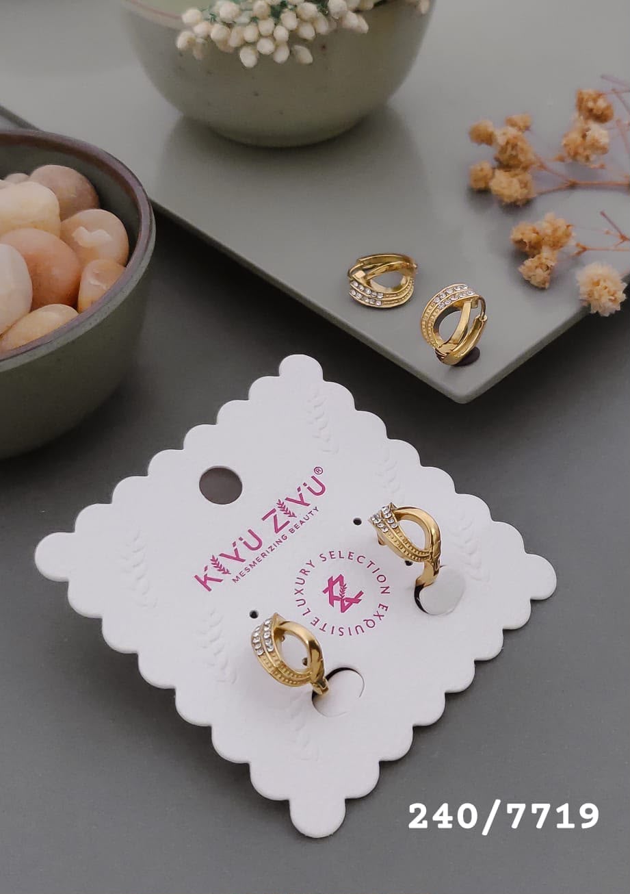 Gold-Tone Double-Layer Crystal Hoop Earrings – 240/7719