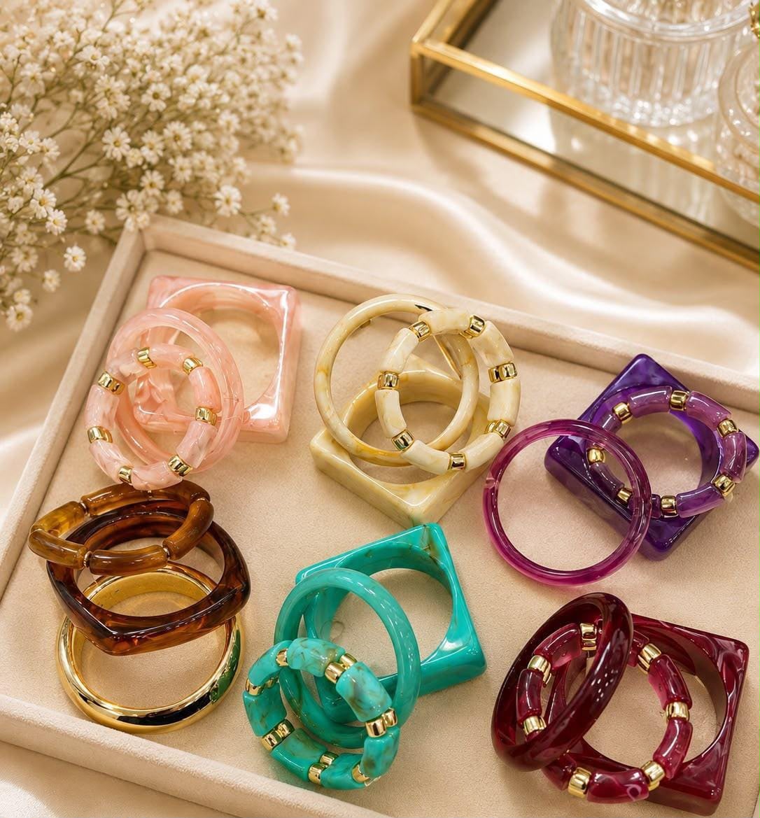 Aurora Resin Ring Set